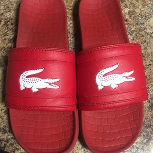Red Lacoste Slides size 9 pre owned
